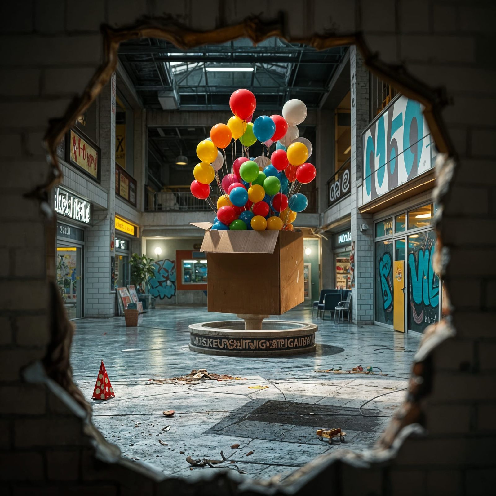Surreal Birthday Party in Abandoned Shopping Mall