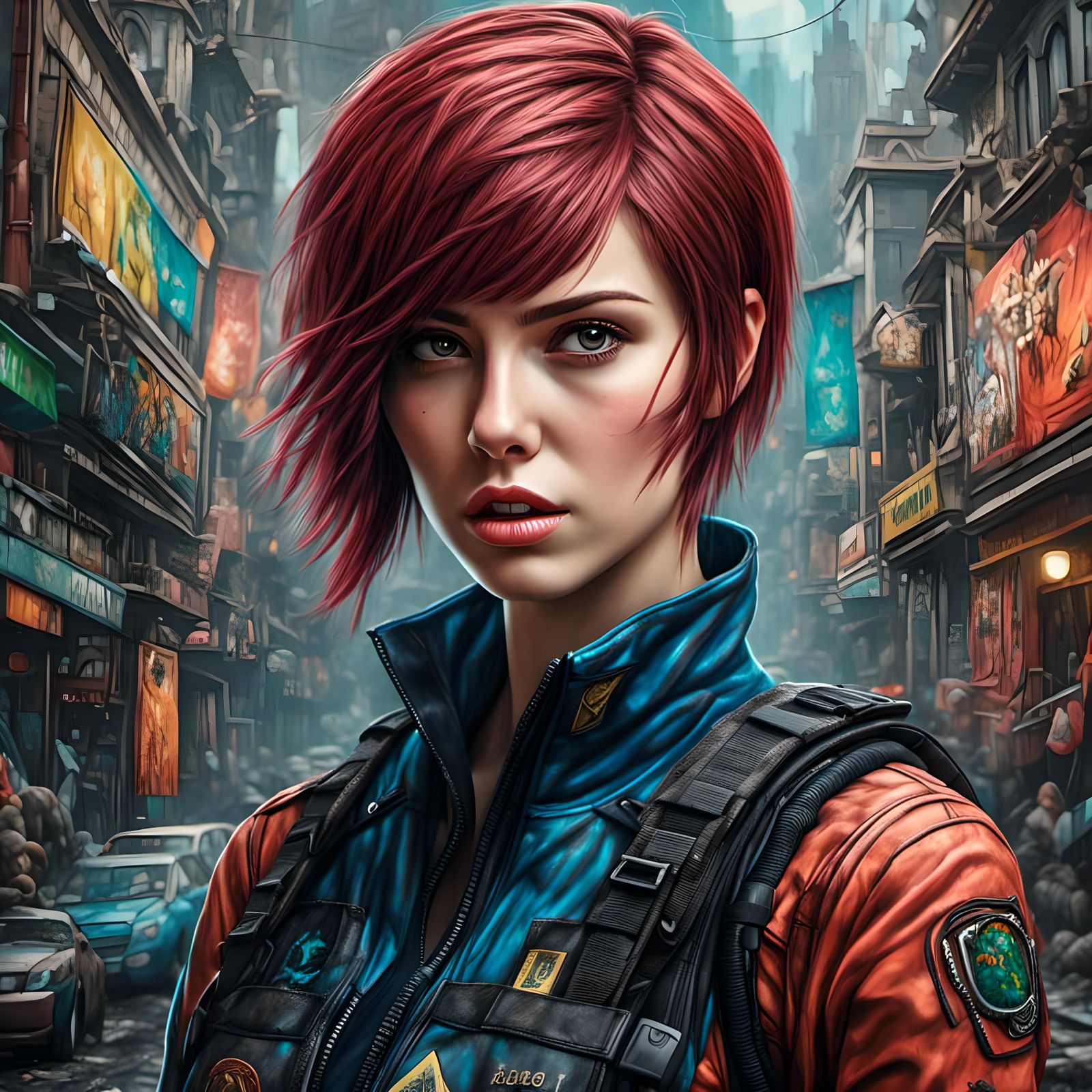 Colorful Intricate Fantasy Resident Evil Painting