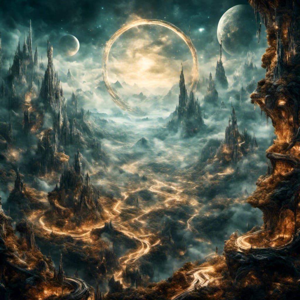 Sci-Fi Mountain Ring: A Surreal Landscape