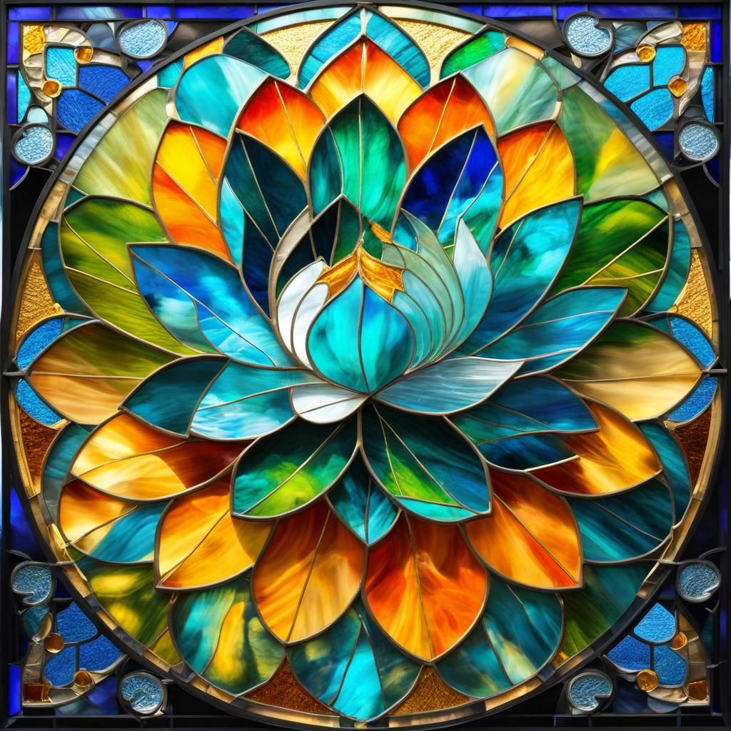 Stained Glass Abstract: Geometric Landscape in HDR