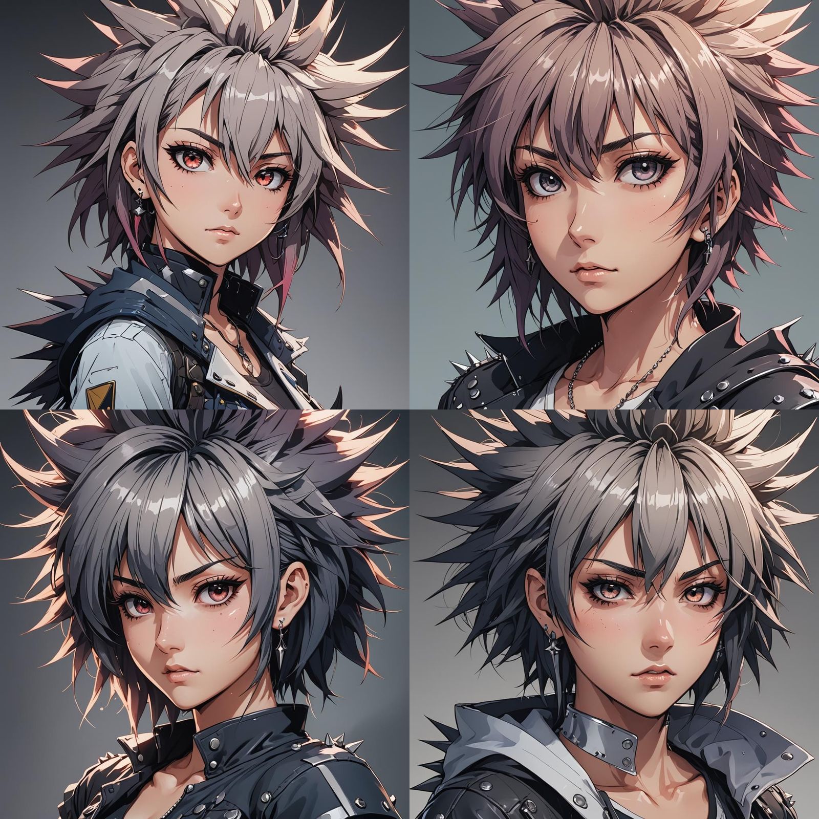 Scene Girl with Spiked Hair in Anime Style