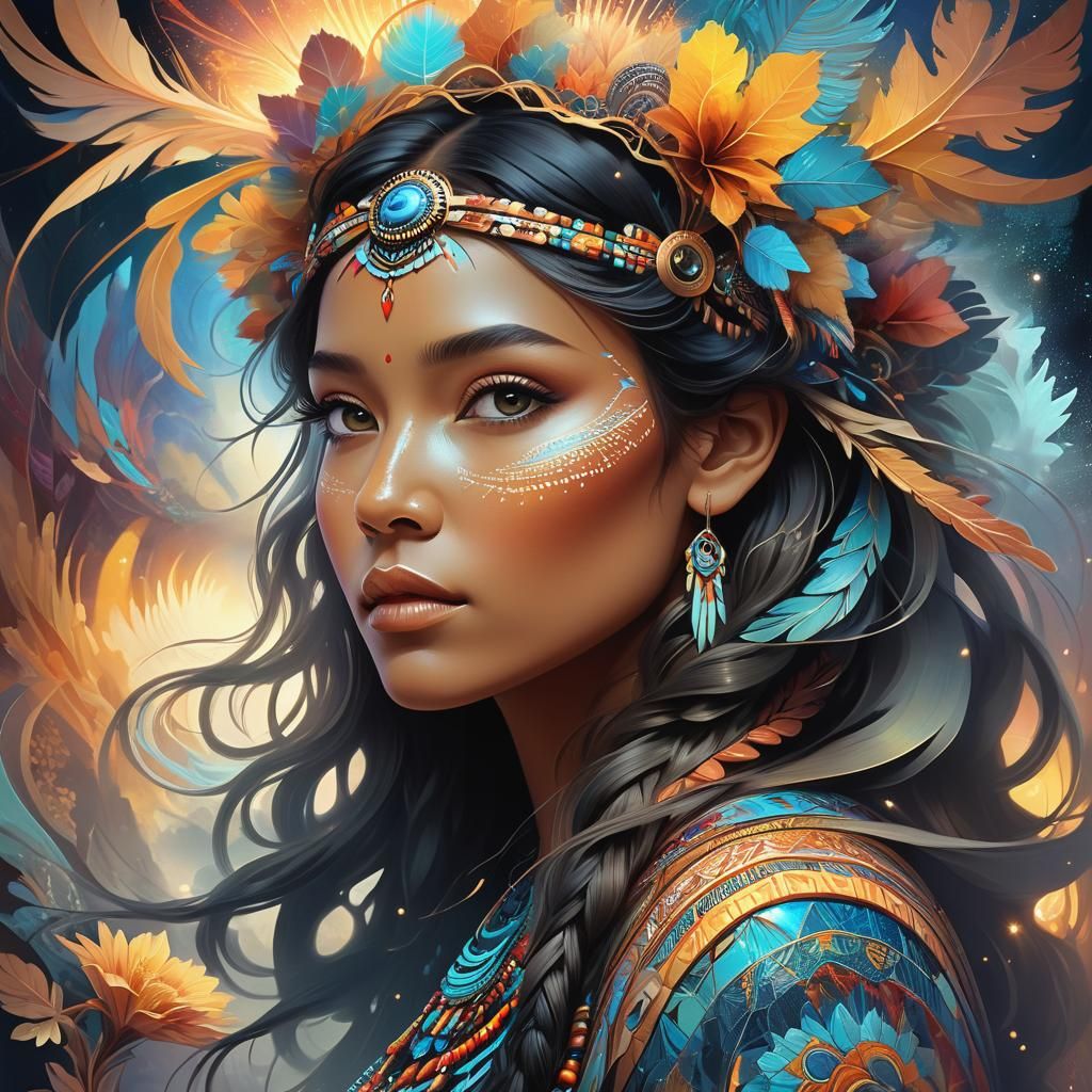 Stunning Portrait of North American Native Girl