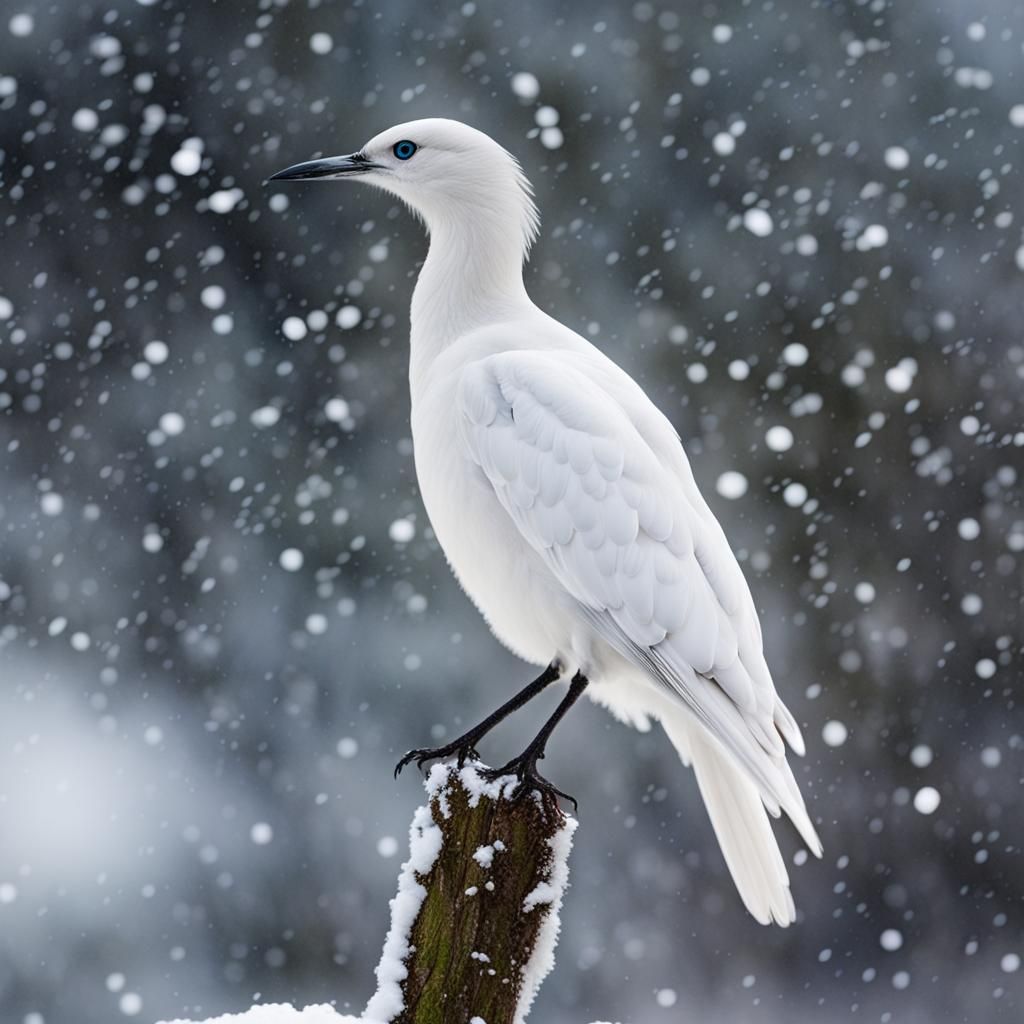 White Bird Dances in Snowstorm