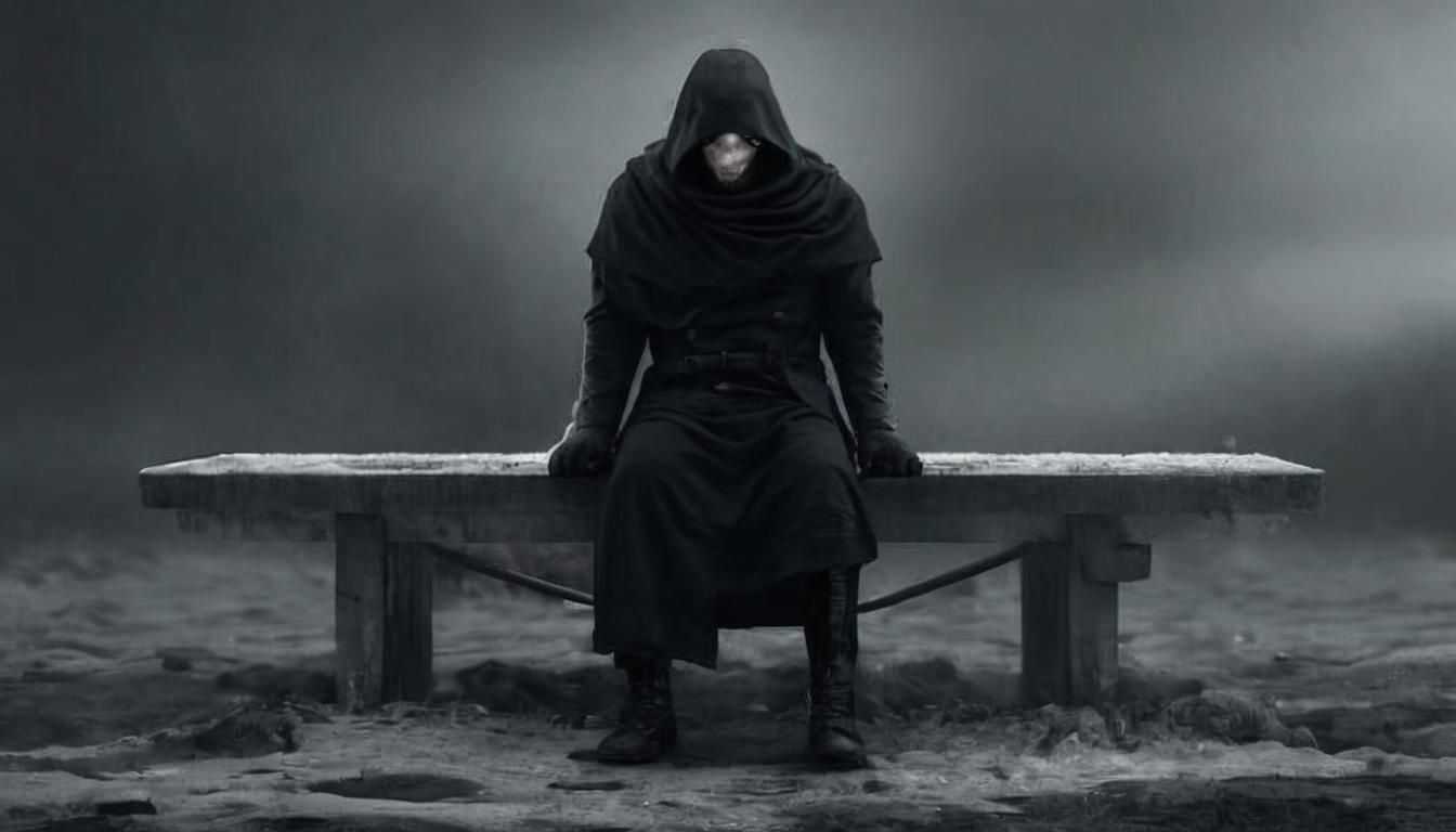 Monochrome Man on a Lonely Platform