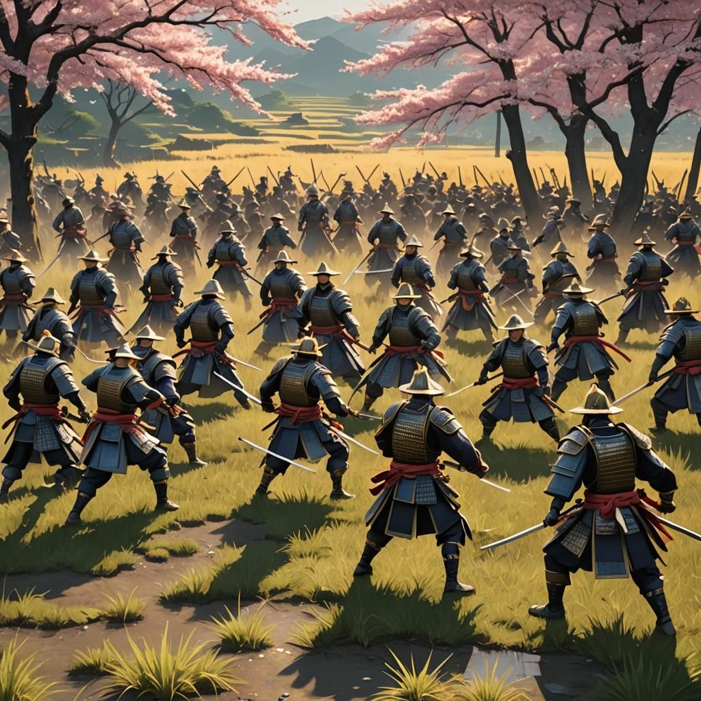 Warrior Battles Samurai in Ancient Japan: 3D Anime Art