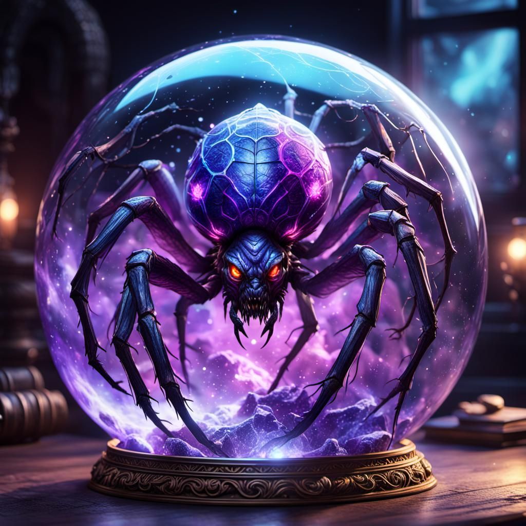 Arachnid Demon Imprisoned in Magic Orb