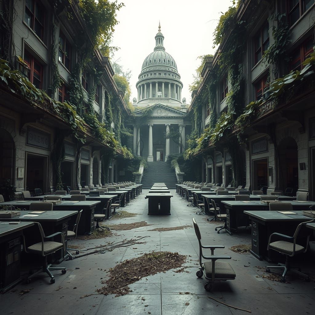 Dystopian Future: Abandoned Government Buildings Overgrown