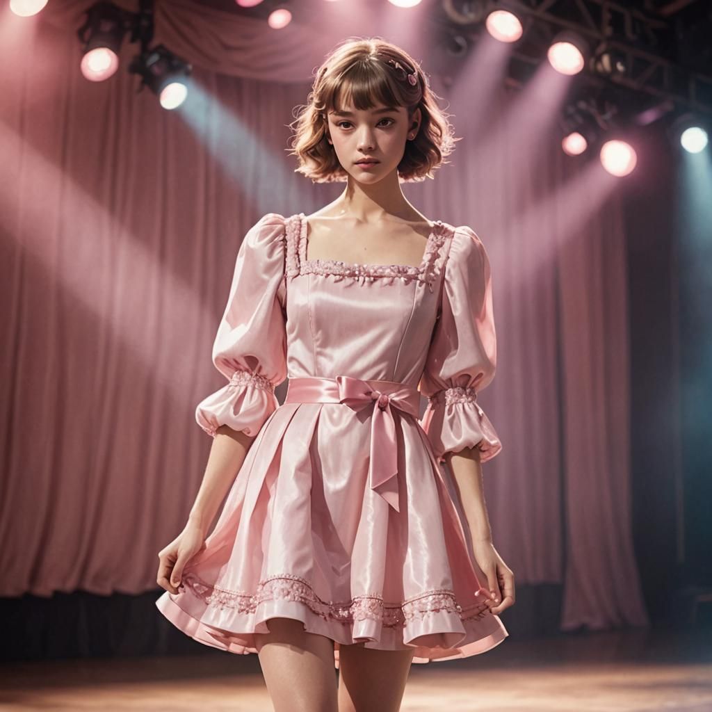 Dreamy Youth in Pastel Minidress on Stage