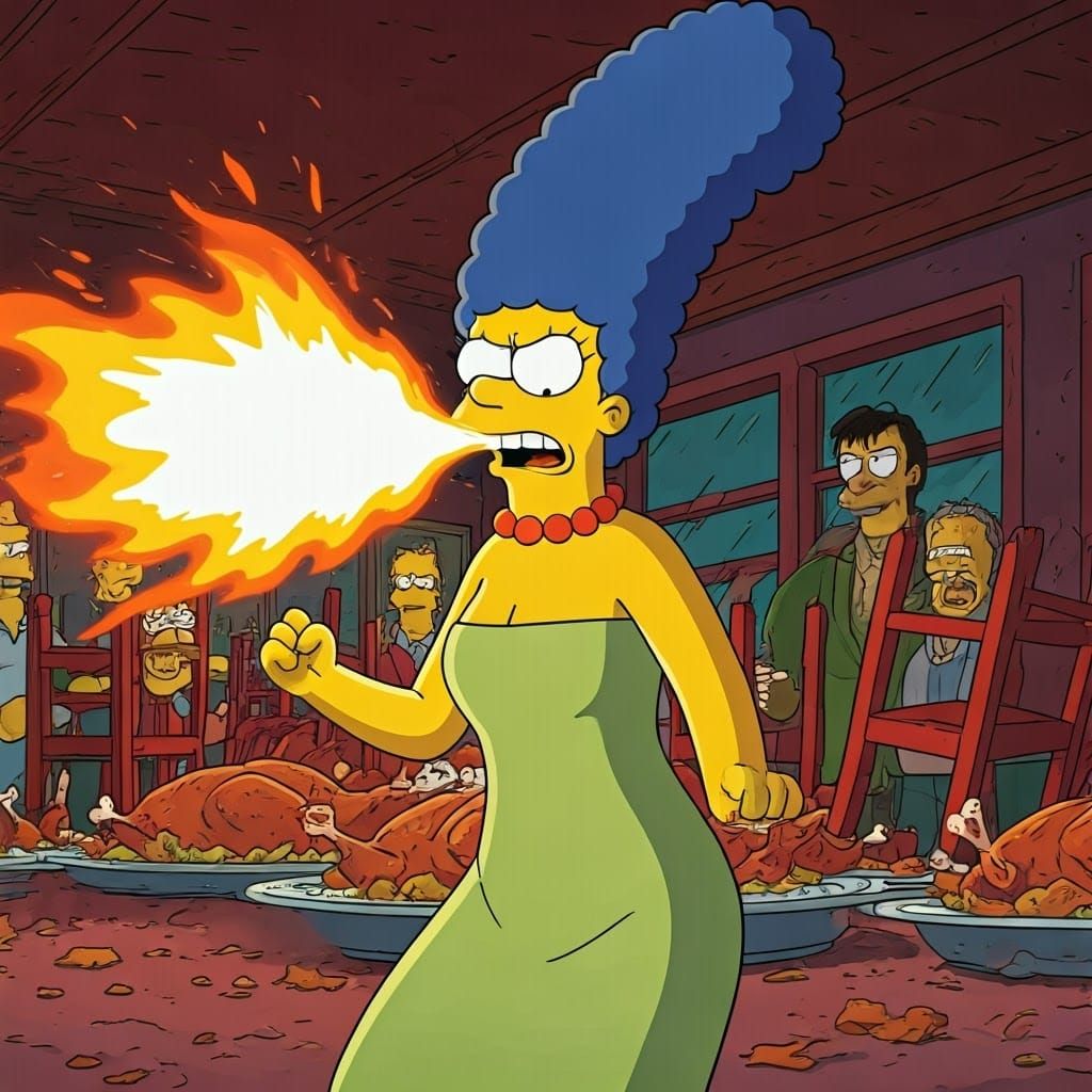 Angry Marge Simpson Unleashes Fiery Fury on Thanksgiving