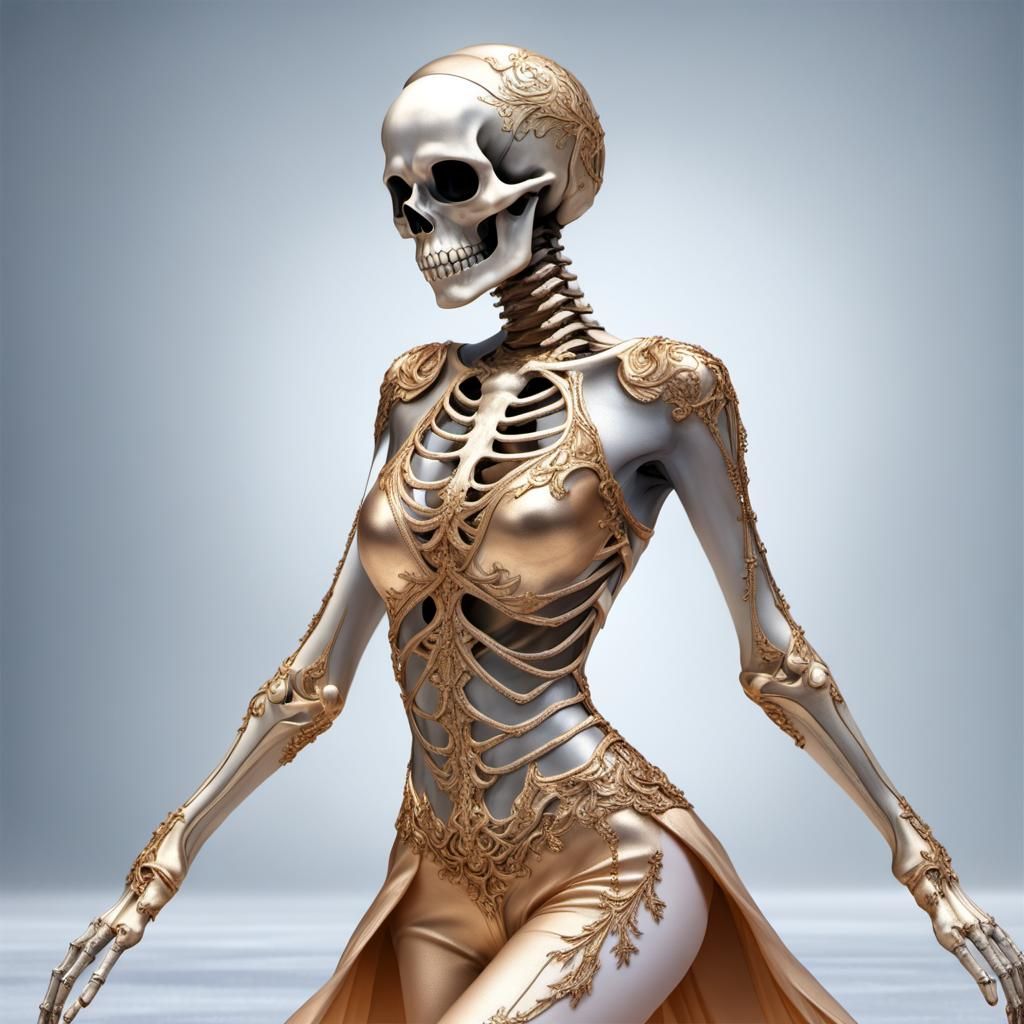 Elegant Undead Skeleton Skater Performs Frozen Lutz