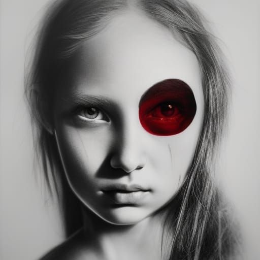 Biomechanical Witch Portrait in Charcoal Style