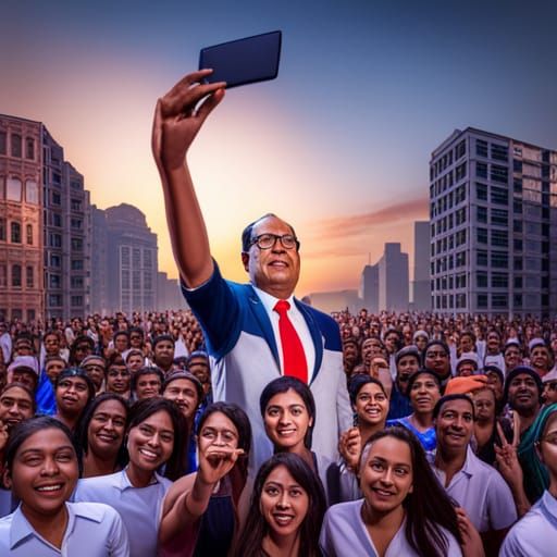 Selfies with Bhimrao Ambedkar in Hyperrealistic 8k