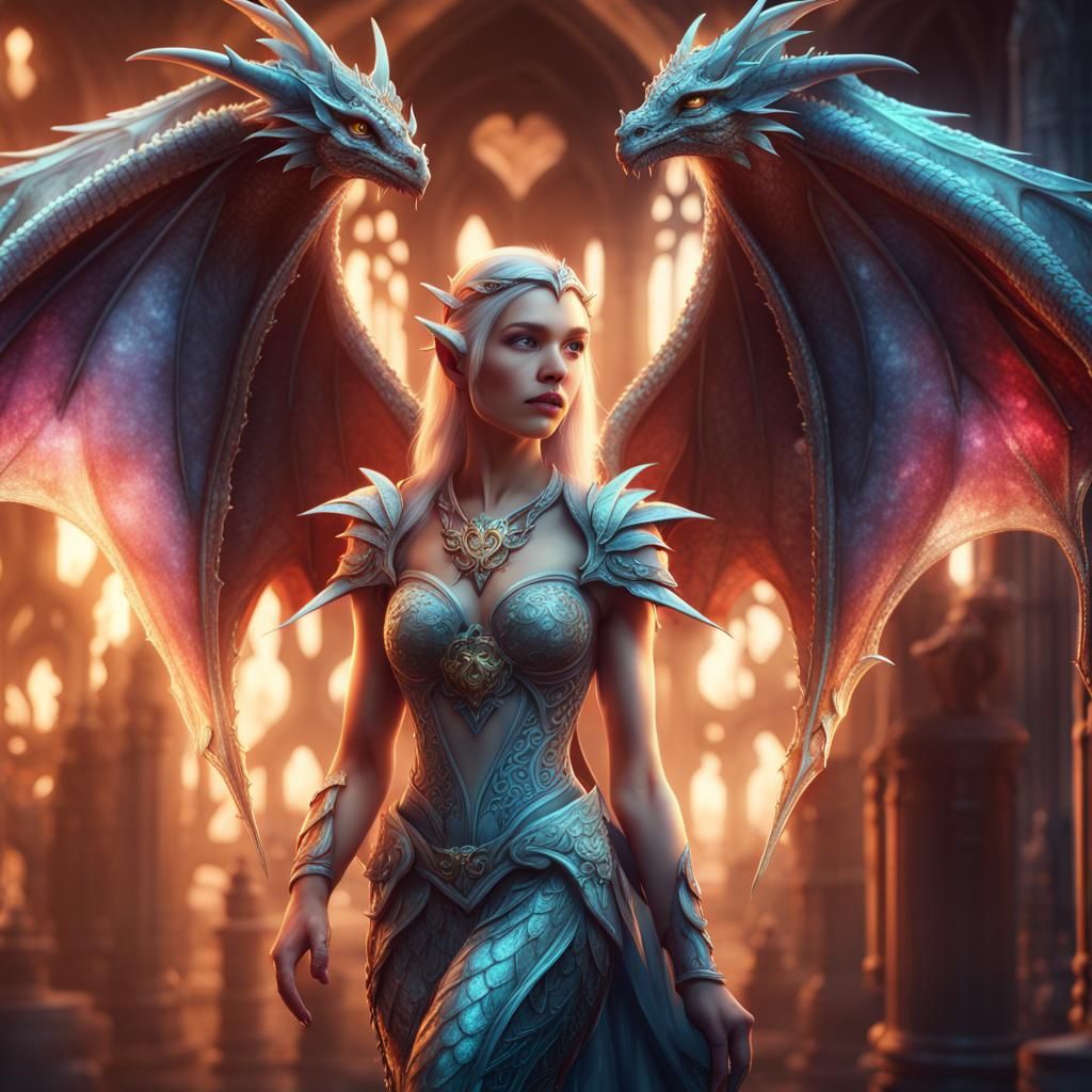 Crystal Dragons, Elves, and Diamond Prison: Digital Painting