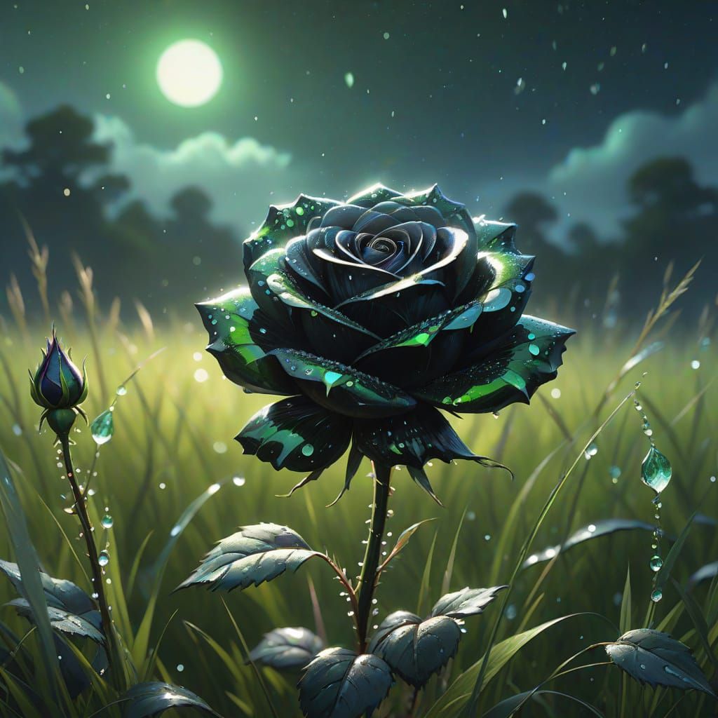 Black Rose Shimmers in Moonlight: Concept Art
