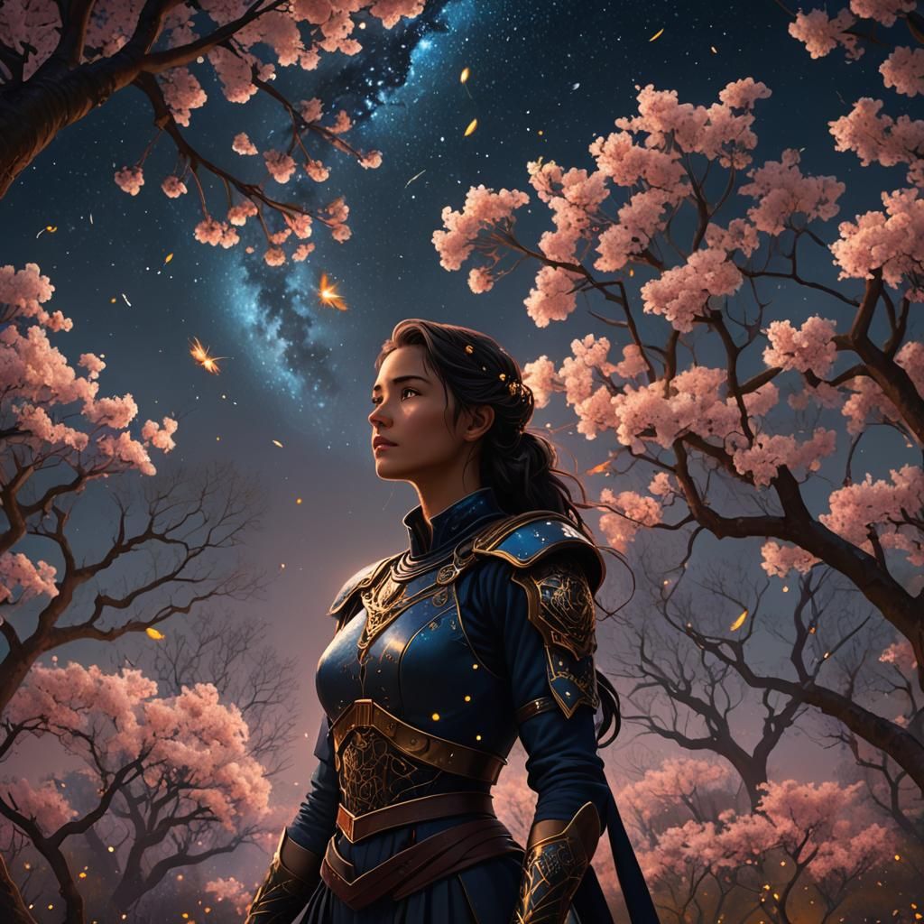 Scorpio Woman Stargazing in Twilight Fantasy Art