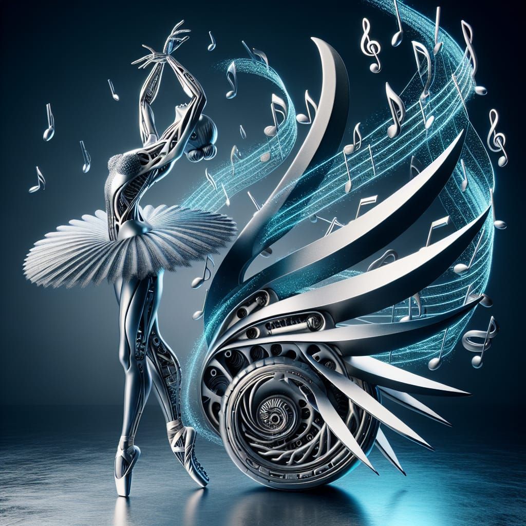 Ethereal Ballerina in Metallic Harmony