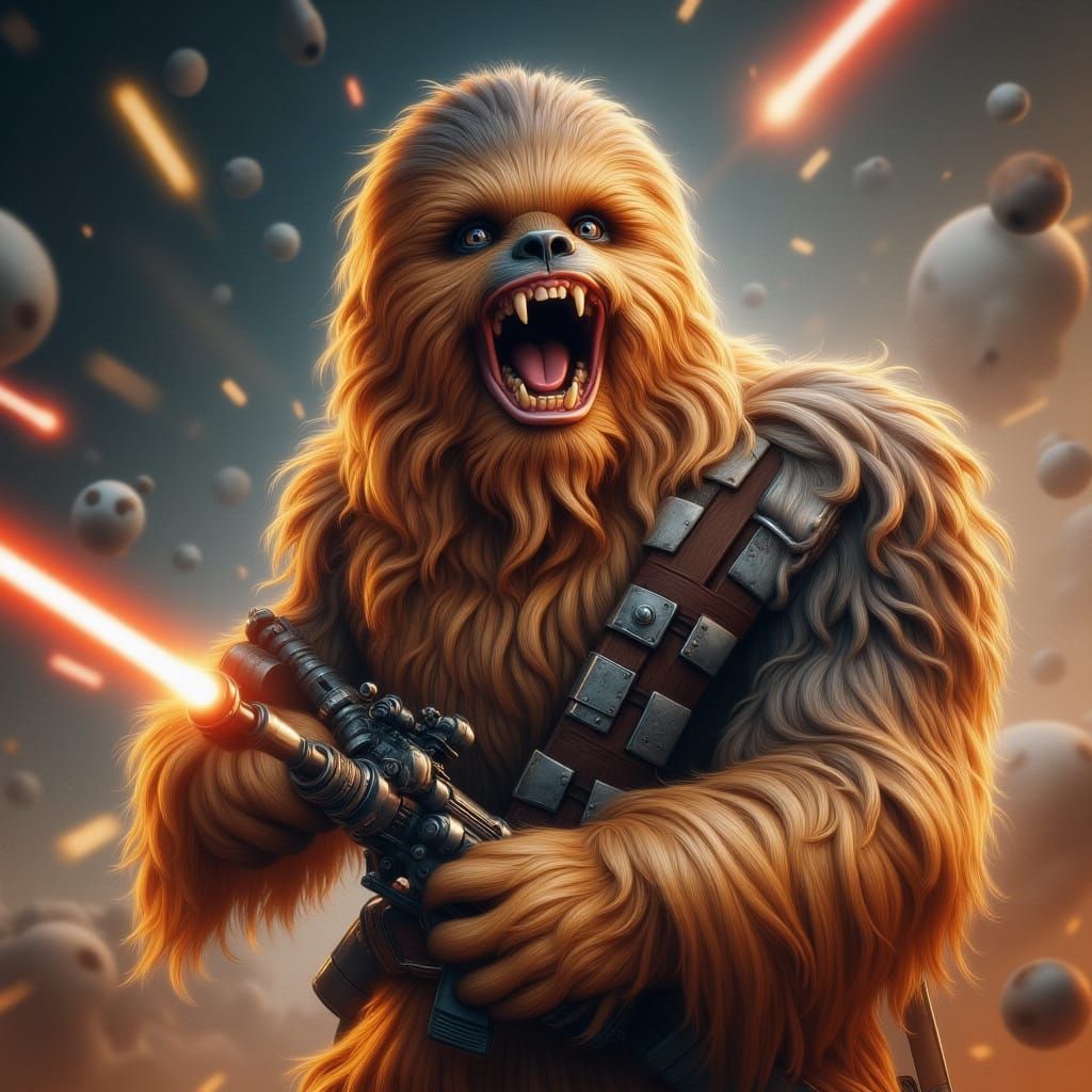 Chewbacca Roaring in Epic Action Shot