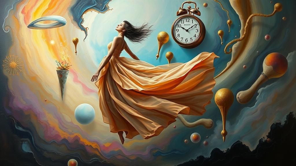 Surreal Dreamscape: Woman in Flowing Gown