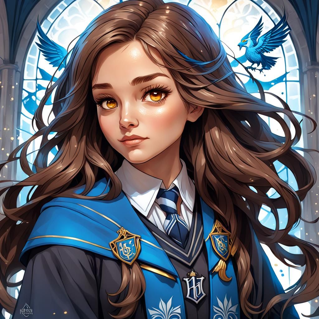 Girl in Ravenclaw Uniform Portrait, Digital Art