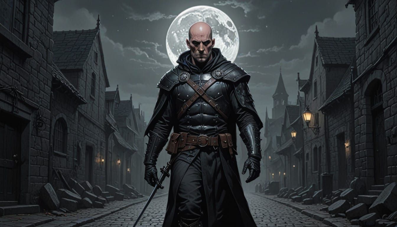 Dark Fantasy Warrior in Shrouded Armor