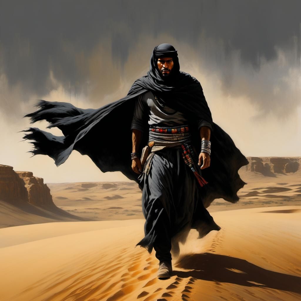 Bedouin in Charcoal, Comic Book Style
