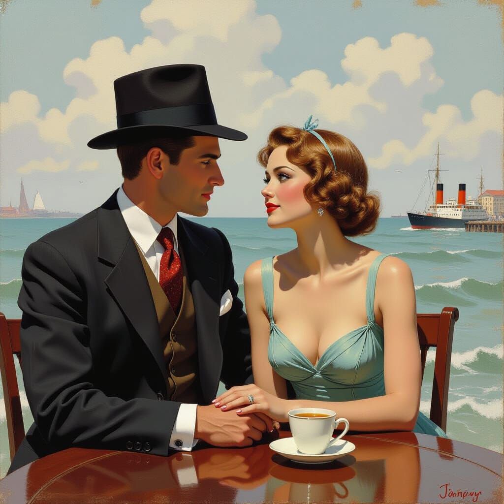 Movie Drama Evolution: 1925 vs 2025, Oil Painting