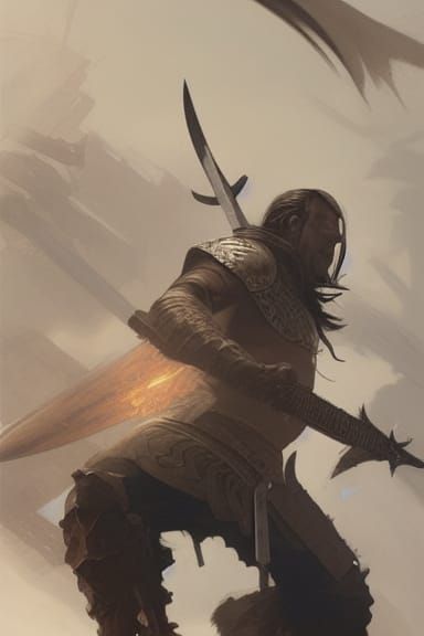 Grim Ancient Warrior with Bladed Weapon