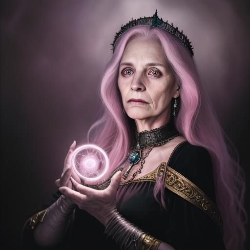 Dying Sorceress Crone in Sfumato Style