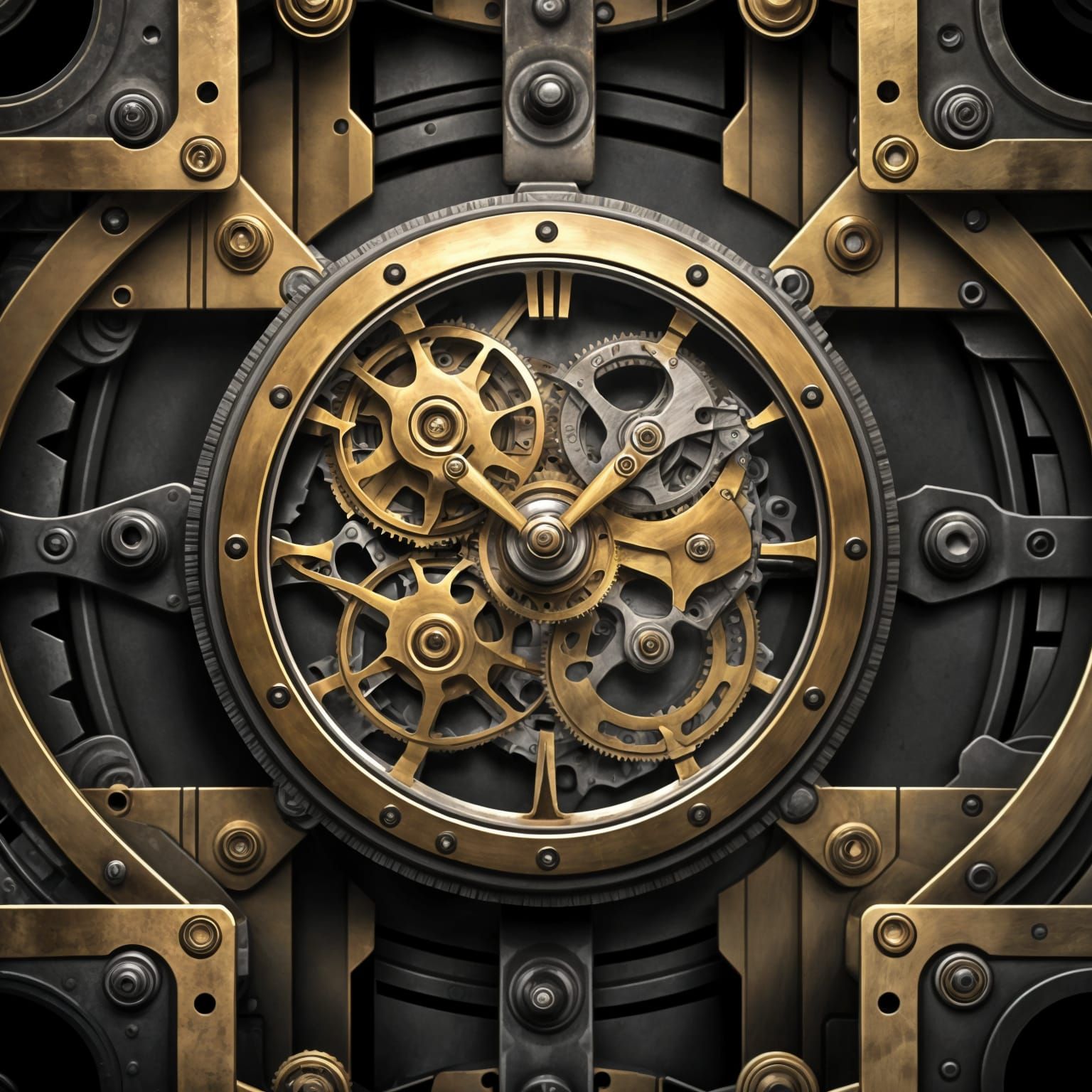 Steampunk Interlocking Gears in Motion