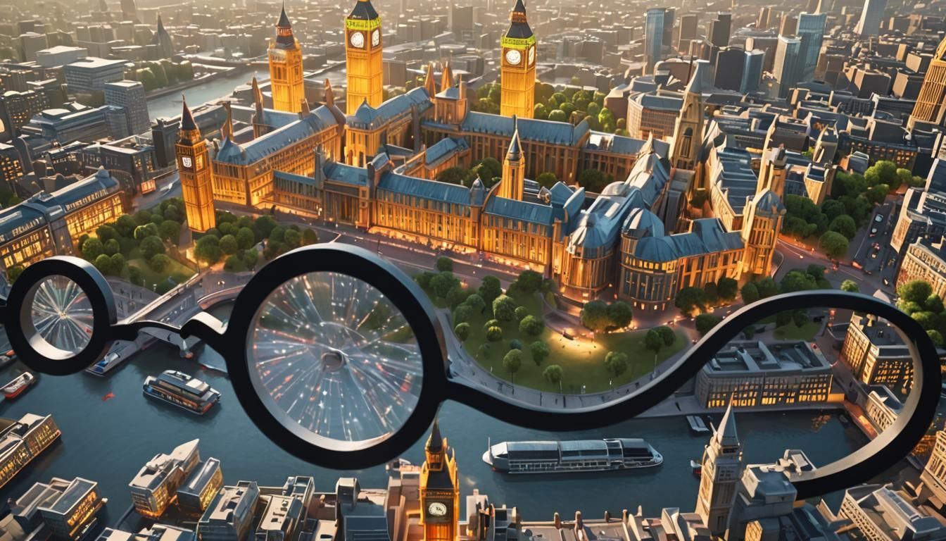 Holographic London Cityscape in Volumetric Lighting