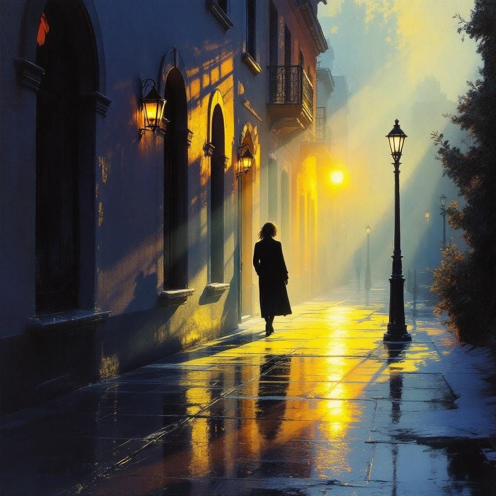 Cityscape in Film Noir Style with Electric Colors