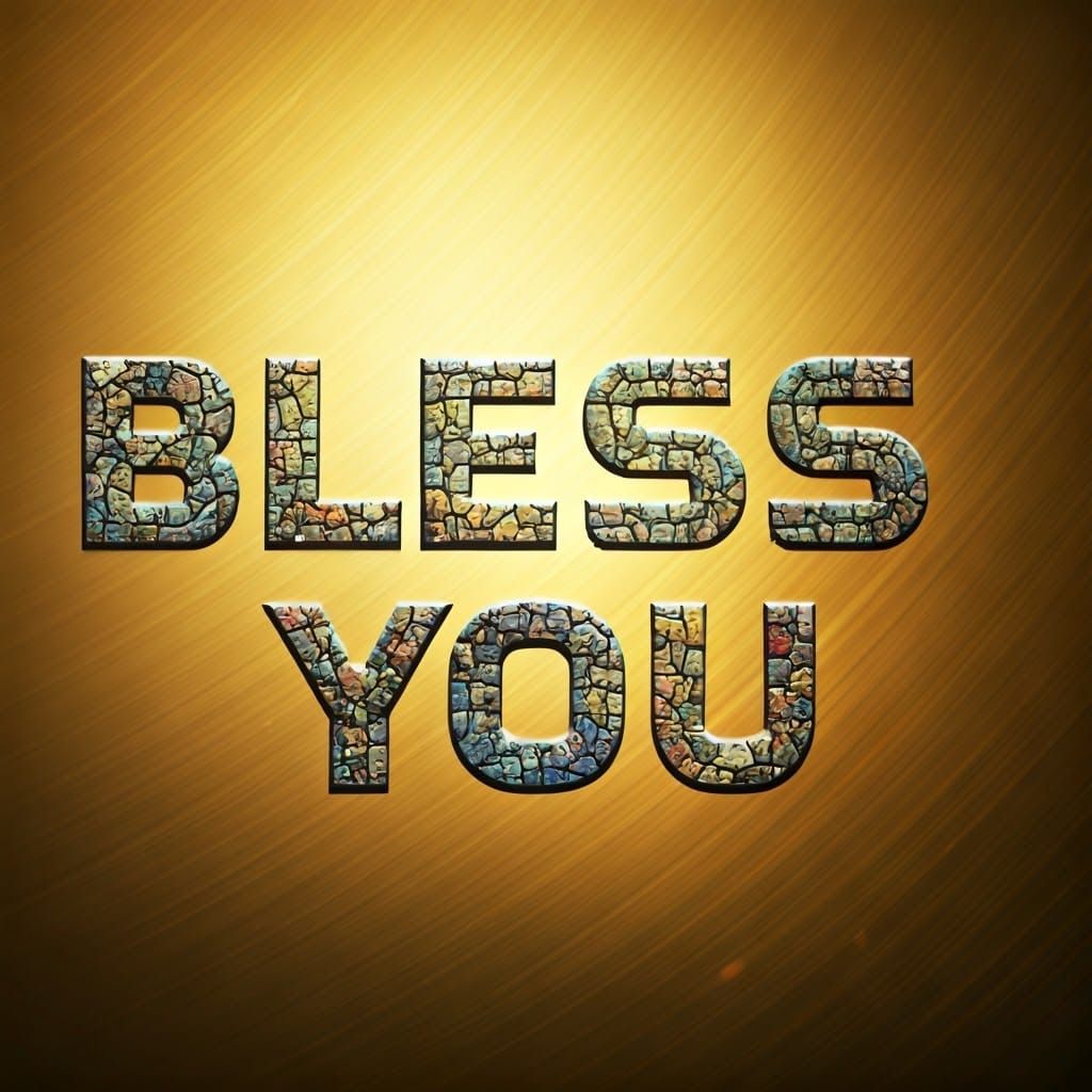 Golden Byzantine Mosaic Tiles Spell Out 'Bless You' in Elega...