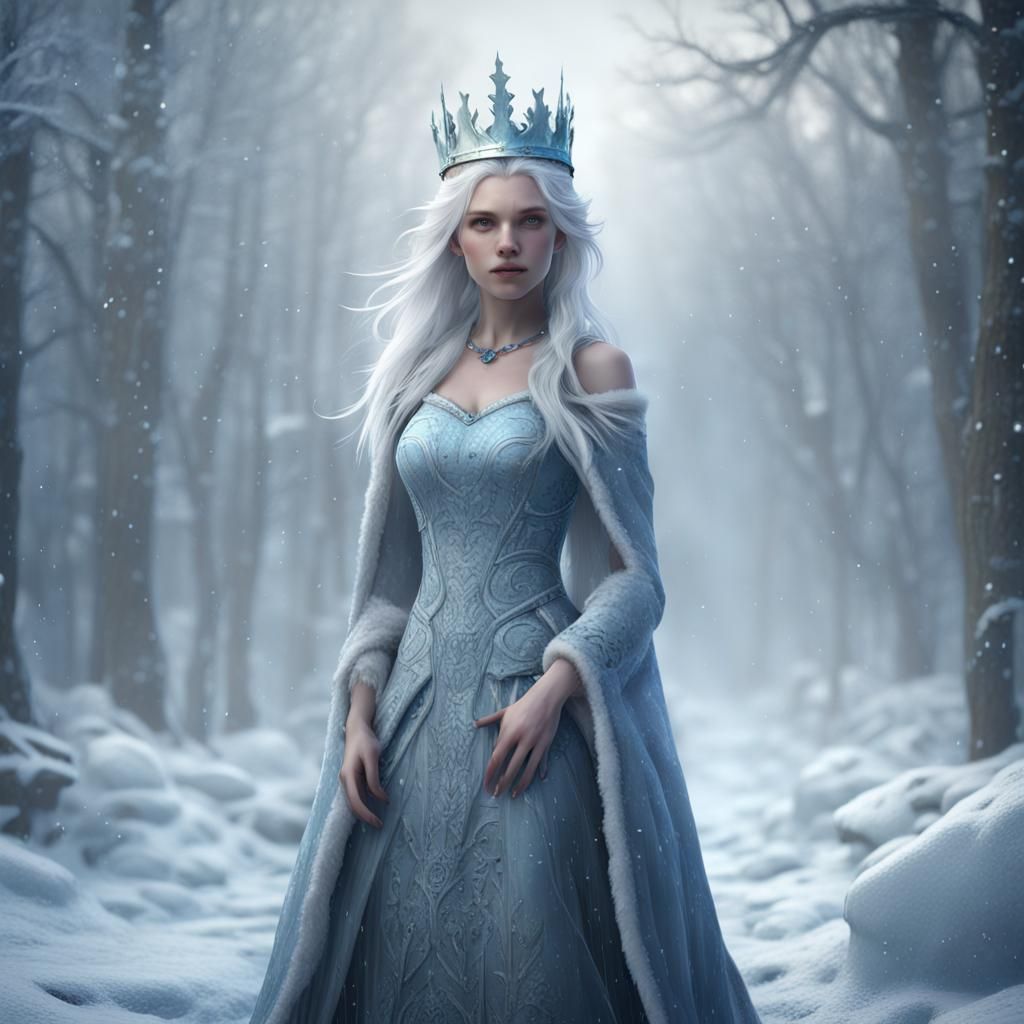 Icy Blizzard Queen: Detailed Matte Painting