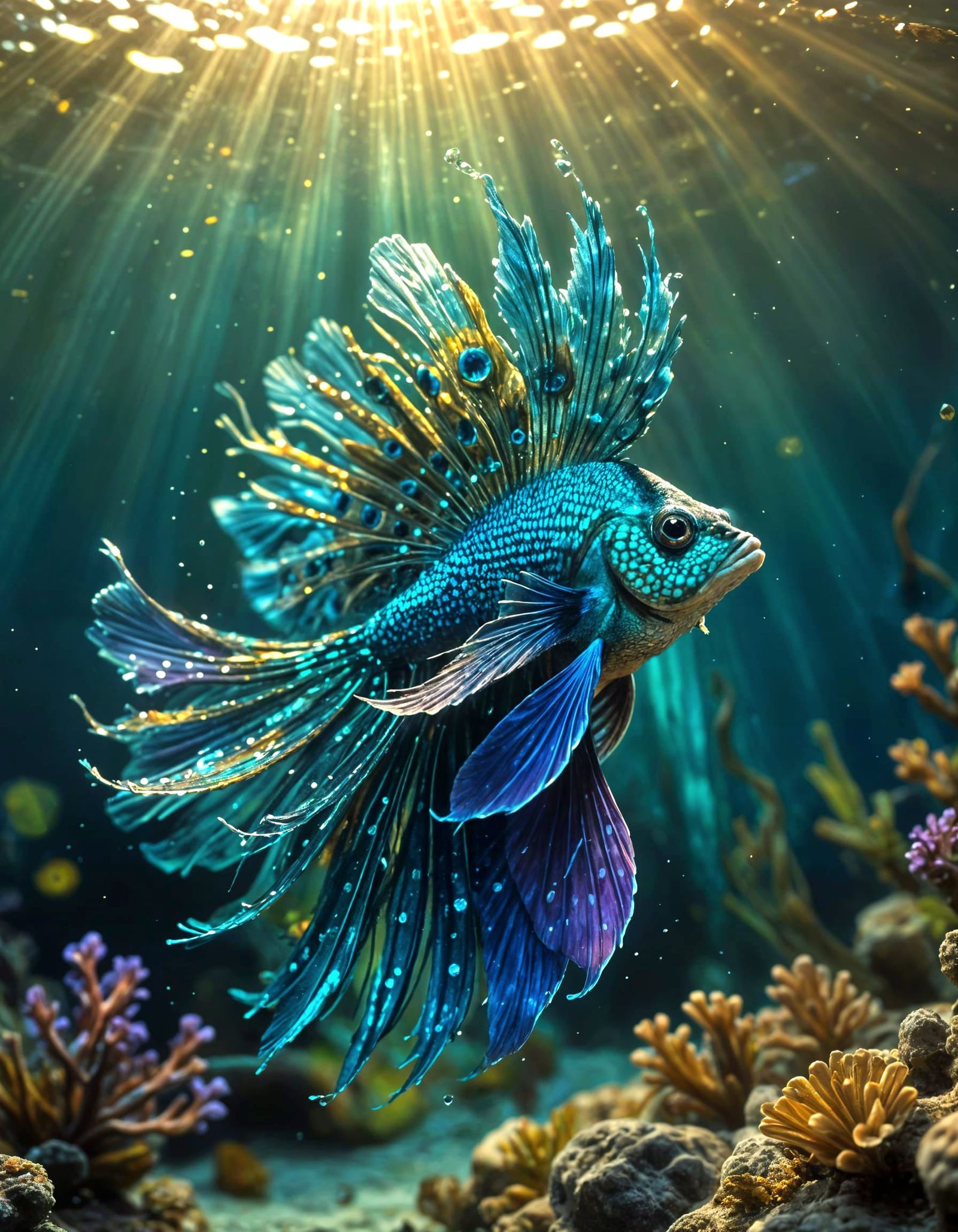 Hyper-Realistic Underwater Portrait of Iridescent Fish with ...