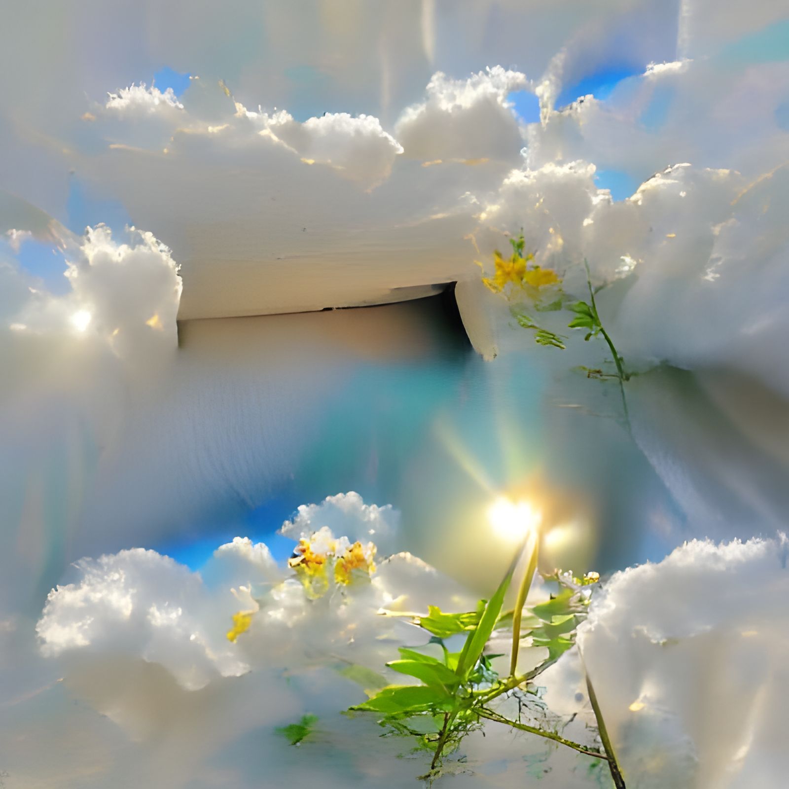 Heavenly Sunshine Beams Through Clouds