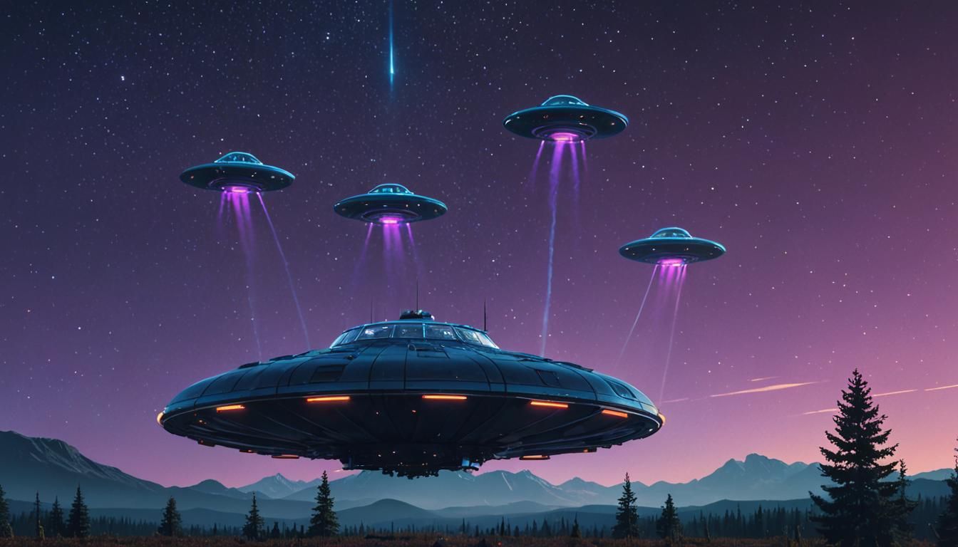 UFOs in Starry Sky: Cinematic Digital Matte Painting