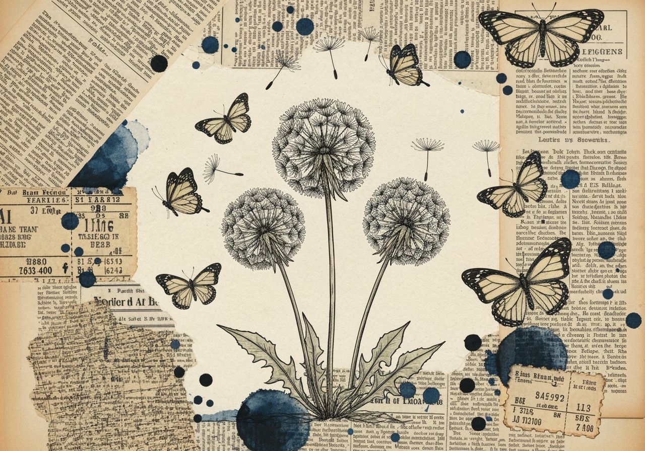 Vintage Art Journaling with Dandelions and Butterflies