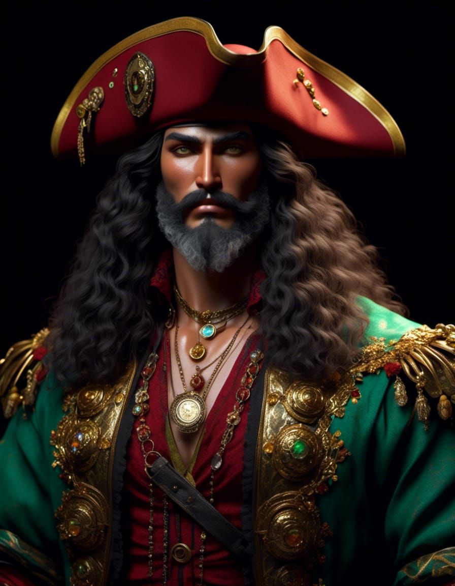 Italian Pirate Captain Portrait in Hyperrealistic Style