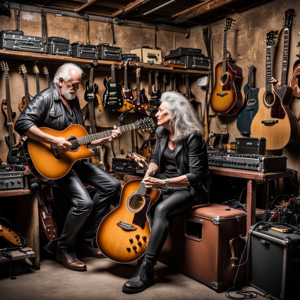 Garage Rock Guitarist and Wife: Digital Art