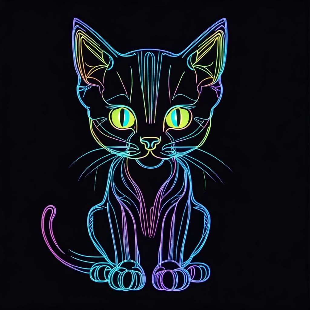 Neon Kitten: Black Light Pop Art Illustration