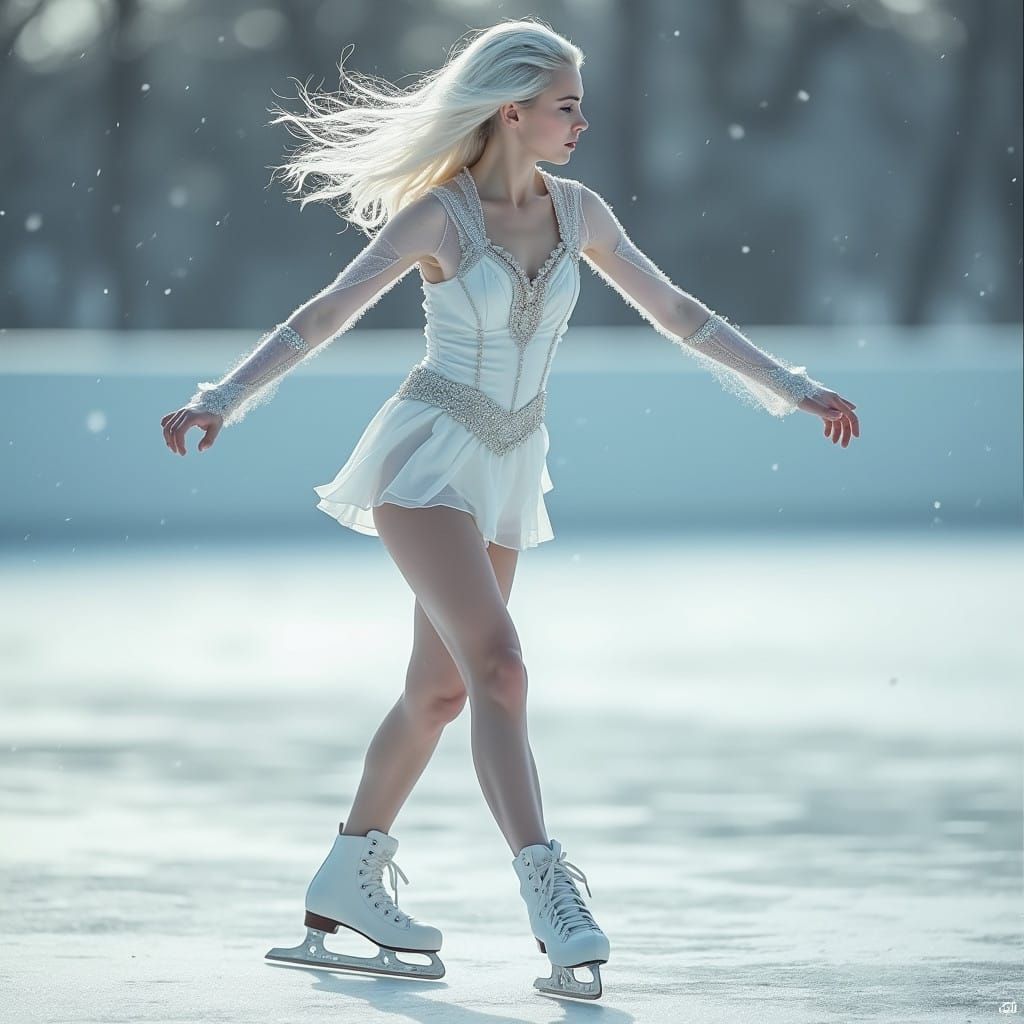Serene Figure Skater in Digital Art Style