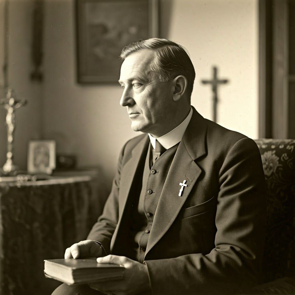 Vintage Photograph of a Man in Suit with Bible