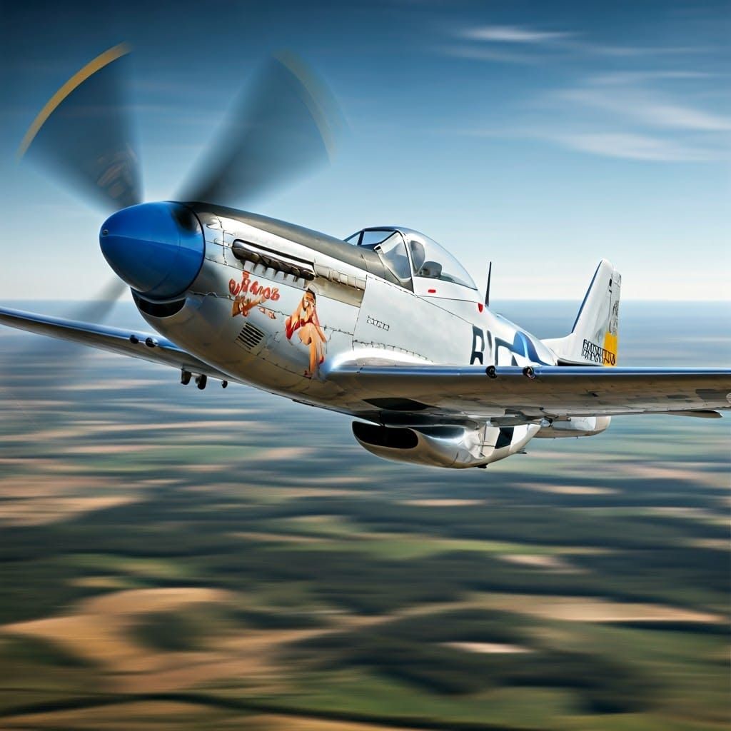 P-51 Mustang with Pin-Up Art in Digital Matte Style