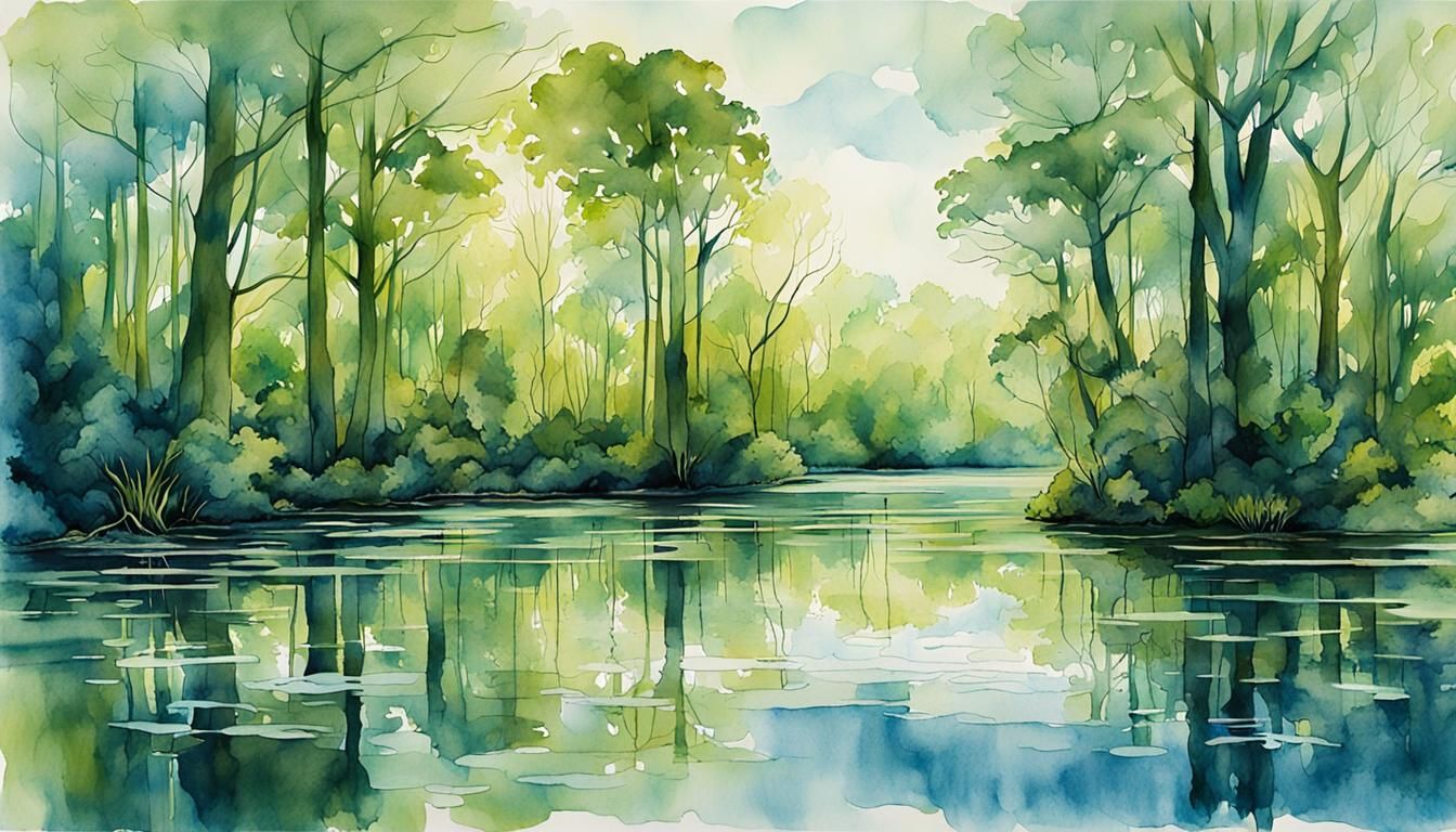 Floodplain Forest in Watercolor and Ink