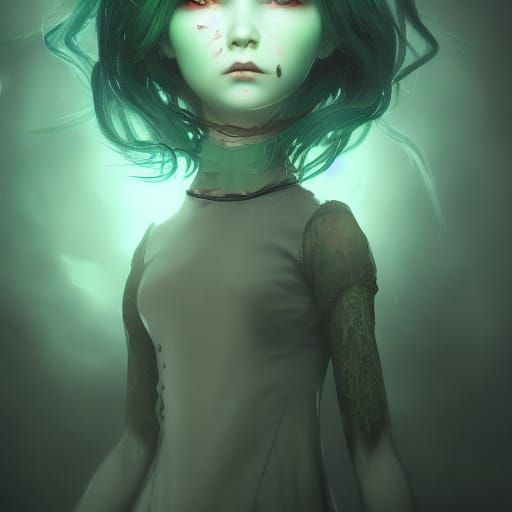 Creepy Doll With Green Hair