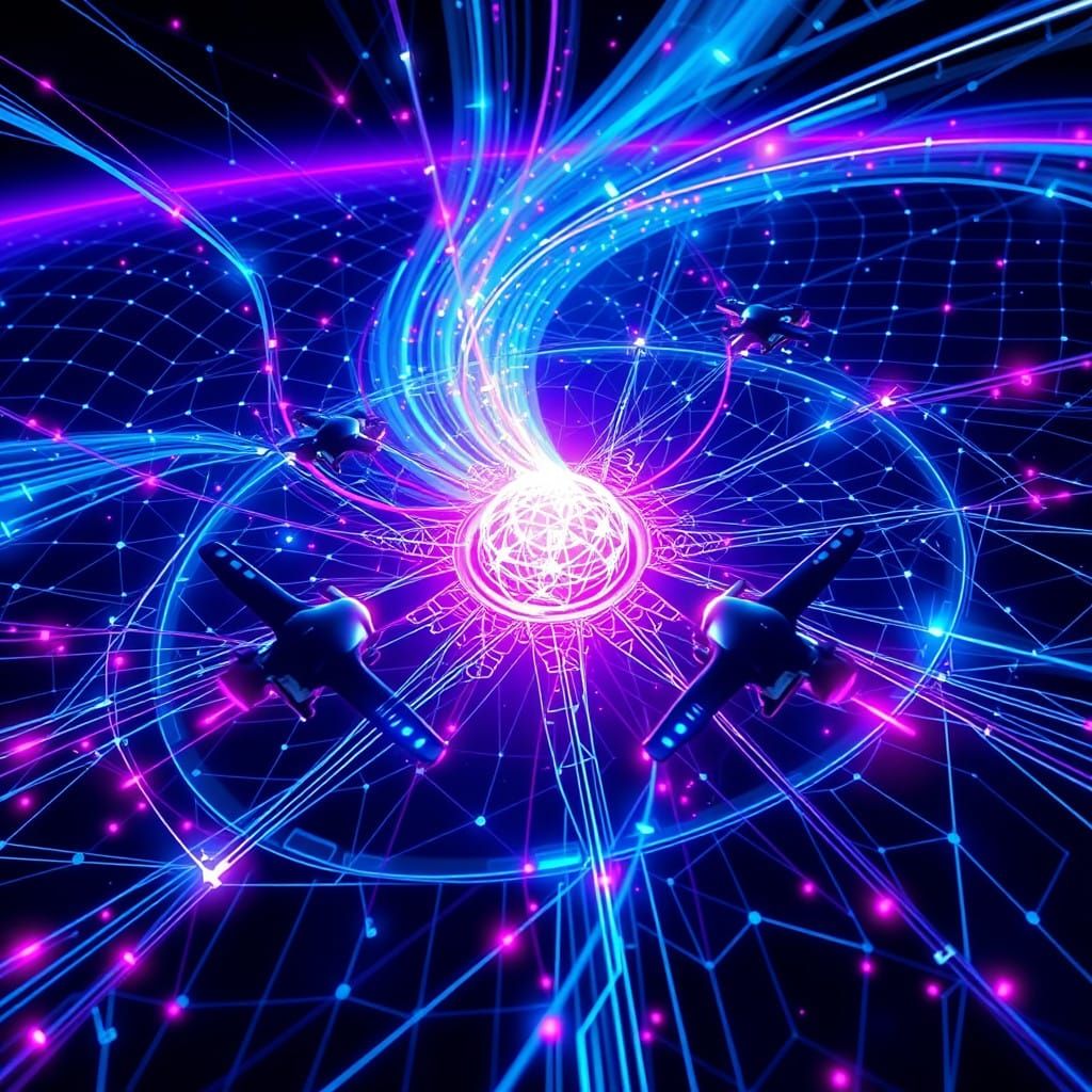 Neon Cybernetic Uprising: Drones and AI in Perfect Harmony