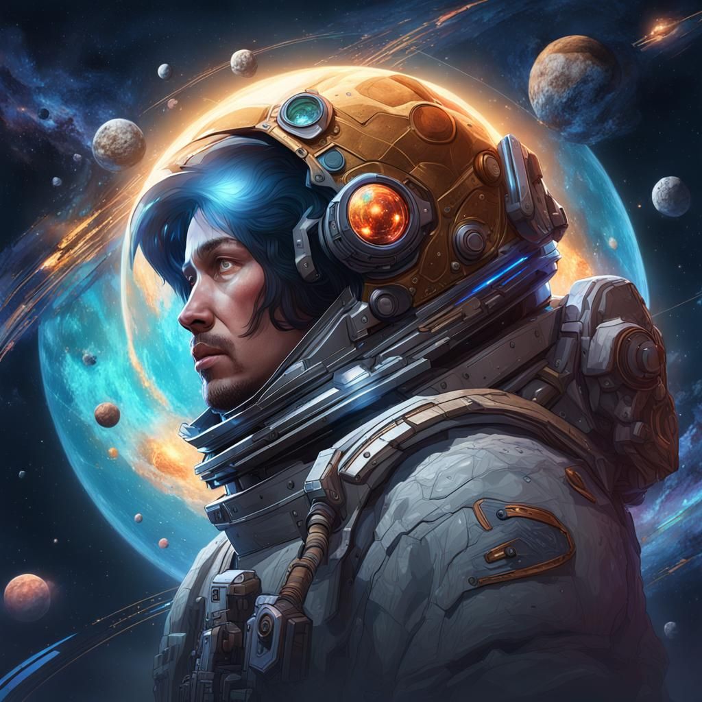Cosmic Portrait in Hyperdetailed Style