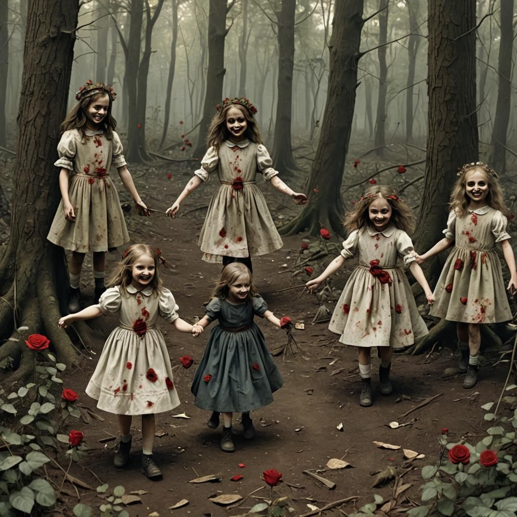 Eerie Forest Scene: Dead Girls Playing Ring Around the Roses