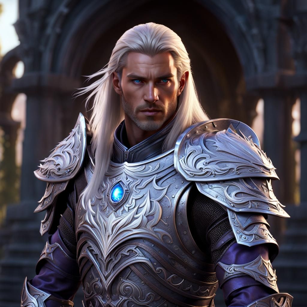 Elven Warrior with Purple Skin in Dark Fantasy Art