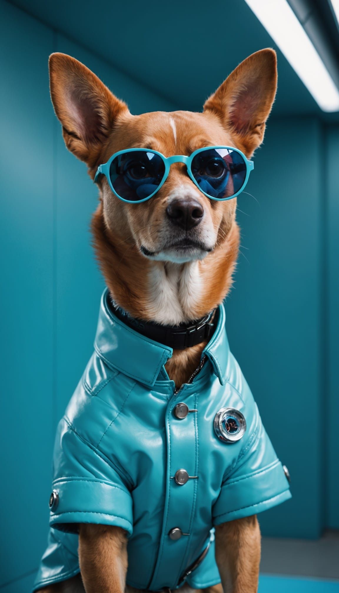 Cute Dog in 1960s Space Age Fashion